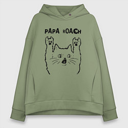 Толстовка оверсайз женская Papa Roach - rock cat, цвет: авокадо