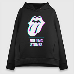 Женское худи оверсайз Rolling Stones glitch rock