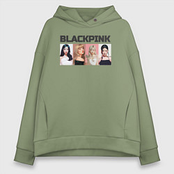 Женское худи оверсайз Корейская группа Blackpink, анимационный стиль