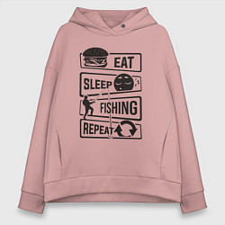 Женское худи оверсайз Eat sleep fishing repeat