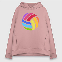Толстовка оверсайз женская Rainbow volleyball, цвет: пыльно-розовый
