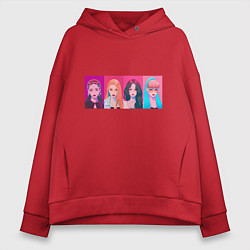 Толстовка оверсайз женская Портреты Black pink, цвет: красный