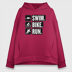 Женское худи оверсайз Swim bike run