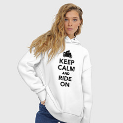 Толстовка оверсайз женская Keep calm and ride on, цвет: белый — фото 2
