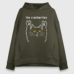 Толстовка оверсайз женская The Cranberries rock cat, цвет: хаки