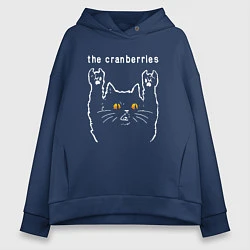 Толстовка оверсайз женская The Cranberries rock cat, цвет: тёмно-синий
