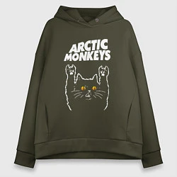 Толстовка оверсайз женская Arctic Monkeys rock cat, цвет: хаки