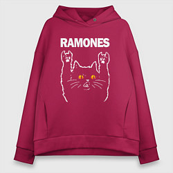 Толстовка оверсайз женская Ramones rock cat, цвет: маджента