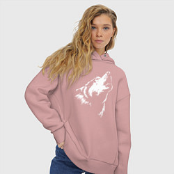 Толстовка оверсайз женская Волк воет, цвет: пыльно-розовый — фото 2