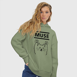 Толстовка оверсайз женская Muse - rock cat, цвет: авокадо — фото 2