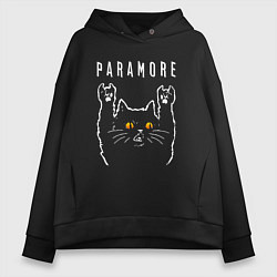 Женское худи оверсайз Paramore rock cat