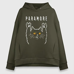 Толстовка оверсайз женская Paramore rock cat, цвет: хаки