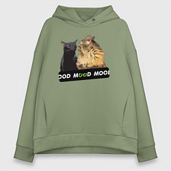 Женское худи оверсайз Черный и рыжий кот - Mood