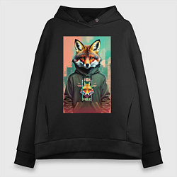 Толстовка оверсайз женская Dude fox - urban style, цвет: черный