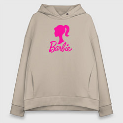 Женское худи оверсайз Розовый логотип Барби