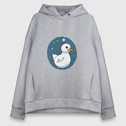 Женское худи оверсайз Утка в космосе