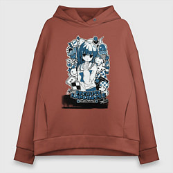Толстовка оверсайз женская Аниме футболка -Sakura Koharu, цвет: кирпичный