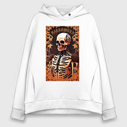 Женское худи оверсайз Gothic skeleton - floral pattern