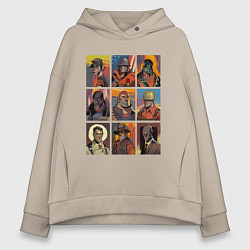 Женское худи оверсайз Team fortress 2 - портреты персонажей