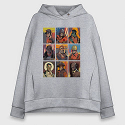 Женское худи оверсайз Team fortress 2 - портреты персонажей