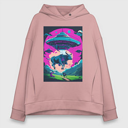 Женское худи оверсайз Похищение коровы пришельцами