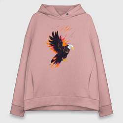 Толстовка оверсайз женская Орел парящая птица абстракция, цвет: пыльно-розовый