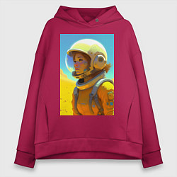 Толстовка оверсайз женская Девушка-астронавт - нейросеть, цвет: маджента