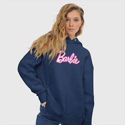 Толстовка оверсайз женская Барби Фильм Логотип, цвет: тёмно-синий — фото 2