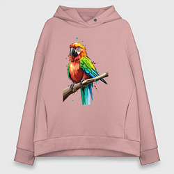 Толстовка оверсайз женская Попугай какаду, цвет: пыльно-розовый