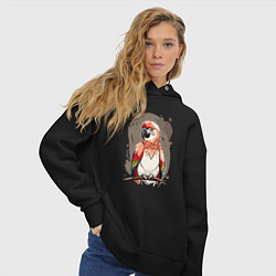 Толстовка оверсайз женская Попугай какаду, цвет: черный — фото 2