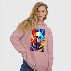 Толстовка оверсайз женская Pop art skull, цвет: пыльно-розовый — фото 2