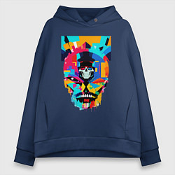 Женское худи оверсайз Funny skull - pop art