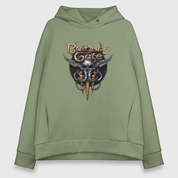 Толстовка оверсайз женская Baldurs Gate 3 - logotype, цвет: авокадо