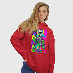 Толстовка оверсайз женская Funny skeleton - pop art, цвет: красный — фото 2