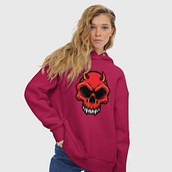 Толстовка оверсайз женская Red skull, цвет: маджента — фото 2