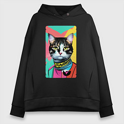 Женское худи оверсайз Pop art cat - neural network