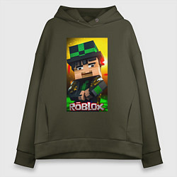 Толстовка оверсайз женская Roblox green man, цвет: хаки