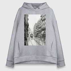 Женское худи оверсайз Черно-белый париж