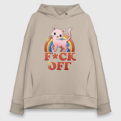 Женское худи оверсайз F*ck off cat retro