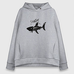 Женское худи оверсайз Трайбл акула с надписью shark