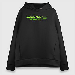 Женское худи оверсайз Counter strike 2 green logo