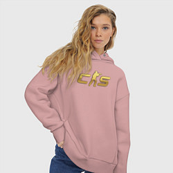 Толстовка оверсайз женская CS 2 gold logo, цвет: пыльно-розовый — фото 2