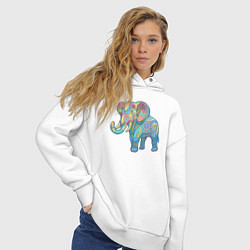 Толстовка оверсайз женская Beautiful elephant, цвет: белый — фото 2