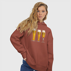 Толстовка оверсайз женская Glasses of beer, цвет: кирпичный — фото 2