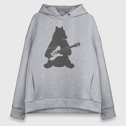 Женское худи оверсайз Медведь гитарист