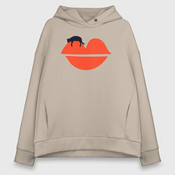Толстовка оверсайз женская Kiss cat, цвет: миндальный