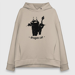 Женское худи оверсайз Black dragon cat