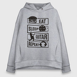 Толстовка оверсайз женская Eat sleep guitar repeat, цвет: меланж