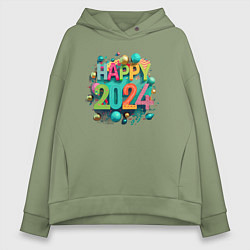 Женское худи оверсайз Happy 2024