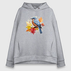 Женское худи оверсайз Птичка и осенние листья